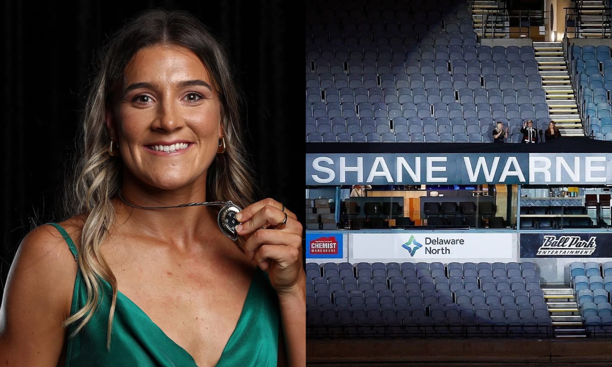 Annabel Sutherland and Shane Warne Stand
